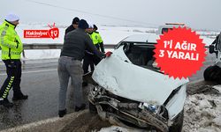 Çorum'da otomobil ile minibüs kafa kafaya çarpıştı