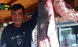 Çorum'da amatör balıkçı 2 metrelik yayın balığı yakaladı