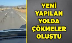 Yeni yapılan yolda çökmeler oluştu