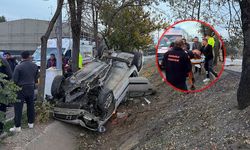 Takla atan otomobil hurdaya döndü