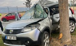 Ağaca çarpıp ikiye bölünen otomobildeki kadın hayatını kaybetti