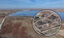 Çorum'da baraj suları çekilince eski köy ve kara yolu ortaya çıktı