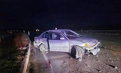 Yağış sonrası kayganlaşan yolda kontrolden çıktı