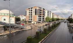 Çorum'da sağanağın ardından gökkuşağı oluştu