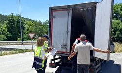 Samsun yolunda gıda araçları denetlendi