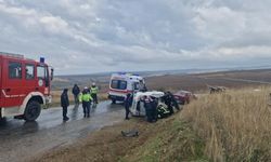Kayganlaşan yolda otomobil devrildi