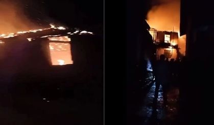 Kunduzlu köyünde çıkan yangında 5 hayvan telef oldu