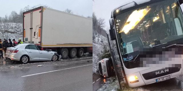 Samsun'dan Çorum'a gelen otobüs zincirlemeye kazaya karıştı: 17 yaralı