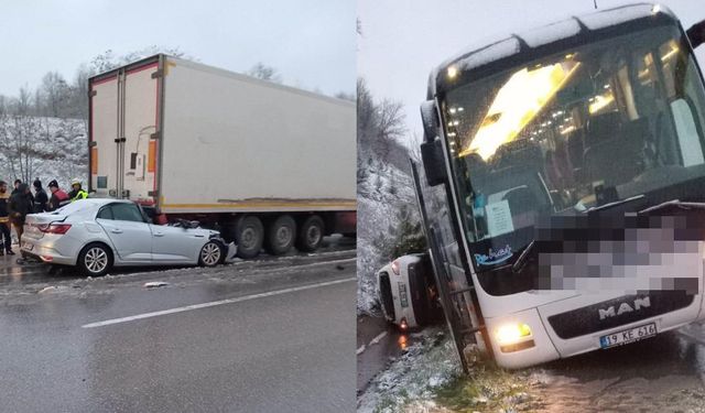 Samsun'dan Çorum'a gelen otobüs zincirlemeye kazaya karıştı: 17 yaralı