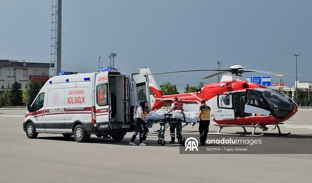Ambulans helikopter 16 yaşındaki çocuk için havalandı