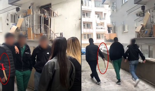 Çorum'da gündüz vakti kılıçla gezen gençler korkuttu