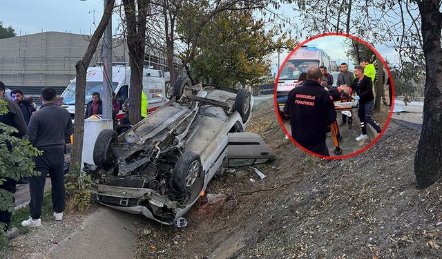 Takla atan otomobil hurdaya döndü