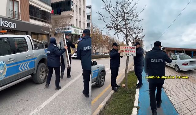 Zabıtadan kaldırım işgali denetimi