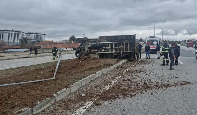 Hayvan yüklü kamyonet aydınlatma direğine çarptı
