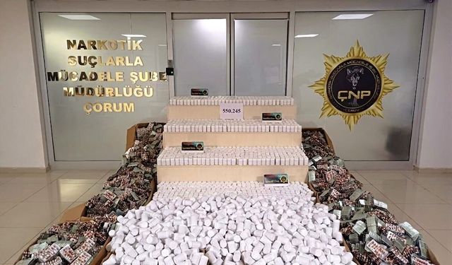 Çorum'da 550 bin 245 sentetik ecza ele geçirildi