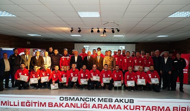 Osmancık MEB Arama Kurtarma Birimine akreditasyon belgesi verildi