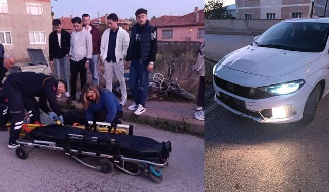 Otomobille çarpılan motosiklet sürücüsü hastanelik oldu