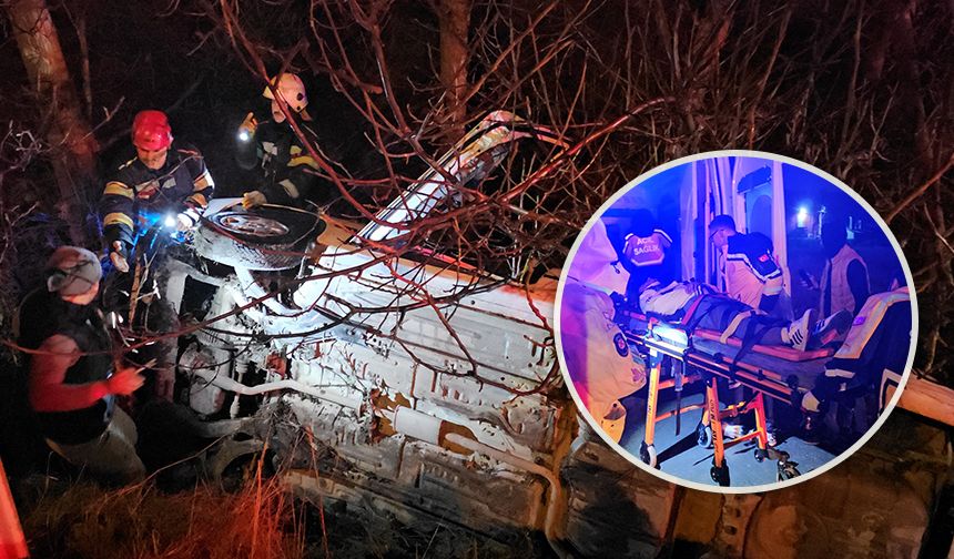 Çorum'da şarampole devrilen otomobilin sürücüsü yaralandı