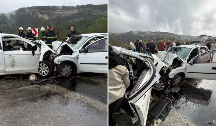 Katliam gibi bir kaza daha! 2 otomobil kafa kafaya çarpıştı
