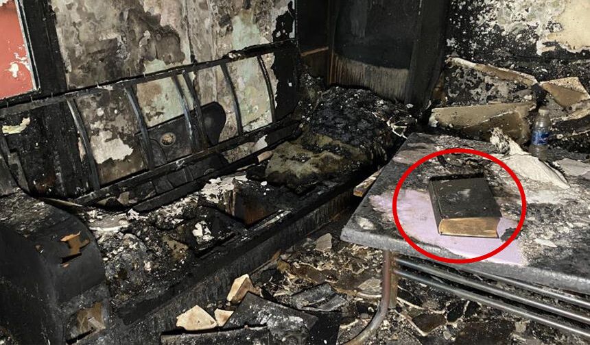 40 yıllık birikim kül oldu, Kur’an-ı Kerim meali zarar görmedi