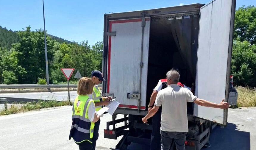 Samsun yolunda gıda araçları denetlendi