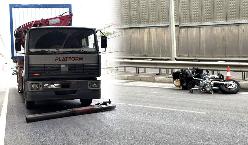 Kamyondan yola düşen demir parçası kazaya neden oldu