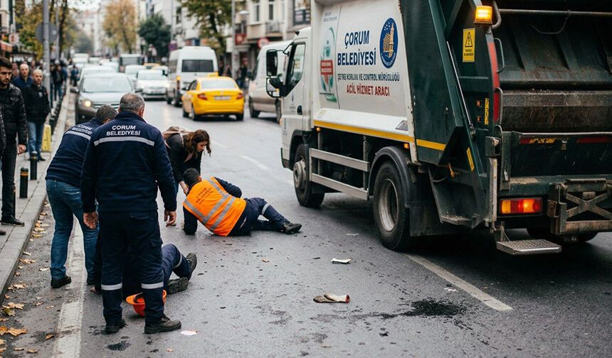 Çöp kamyonundan düşen işçiler yaralandı