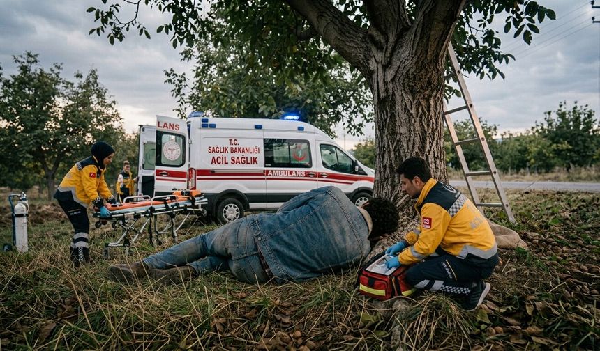 Ağaçtan düşen genç ağır yaralandı