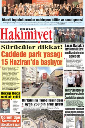 Çorum Hakimiyet 12.06.2026