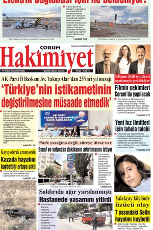 Çorum Hakimiyet 11.08.2026