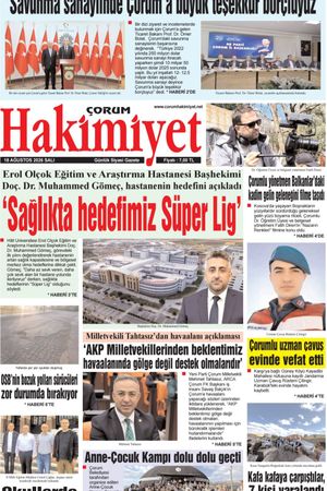 Çorum Hakimiyet 18.08.2026