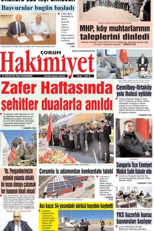 Çorum Hakimiyet 27.08.2026