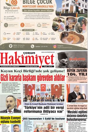 Çorum Hakimiyet 29.08.2026